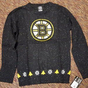 NHL Boston Bruins Girls L Holiday Fleck Sweater Large 14 black NEW #1